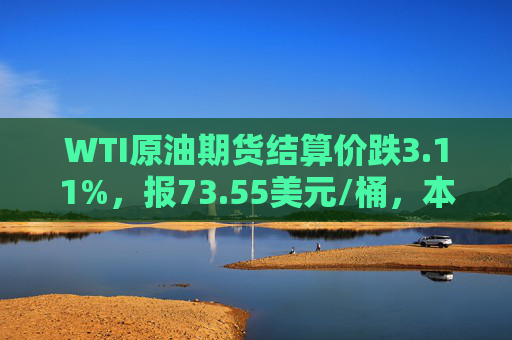 WTI原油期货结算价跌3.11%，报73.55美元/桶，本周累计下跌1.7%，8月份累计下跌5.6%
